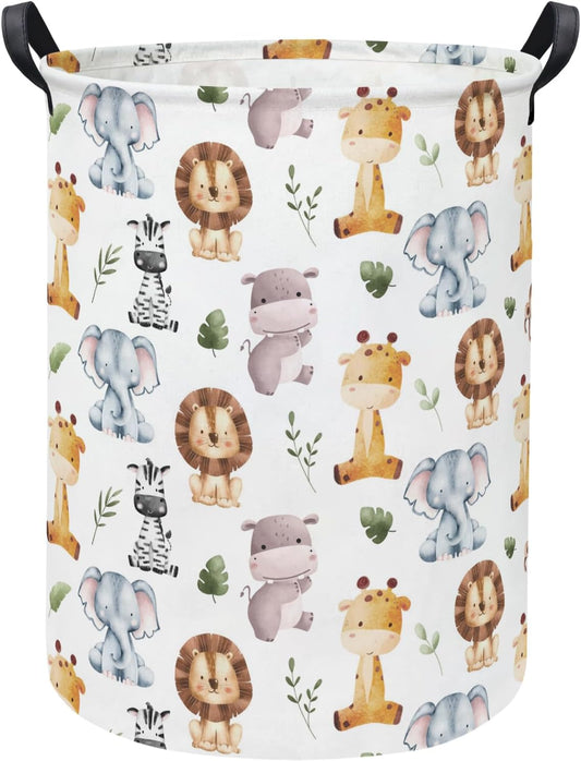 Baby Laundry Hamper kids laundry Basket Waterproof Storage Bin for Bedroom Clothes Organizer Basket Woodland Animals Room Décor(Cute Animals)