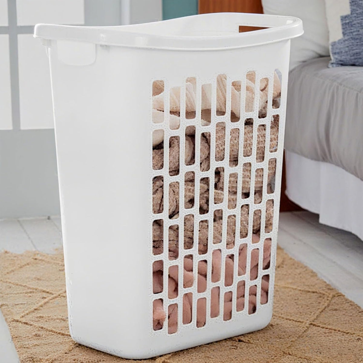 3-Pack Tall & Slim Open Rectangular Plastic Laundry Hamper, White
