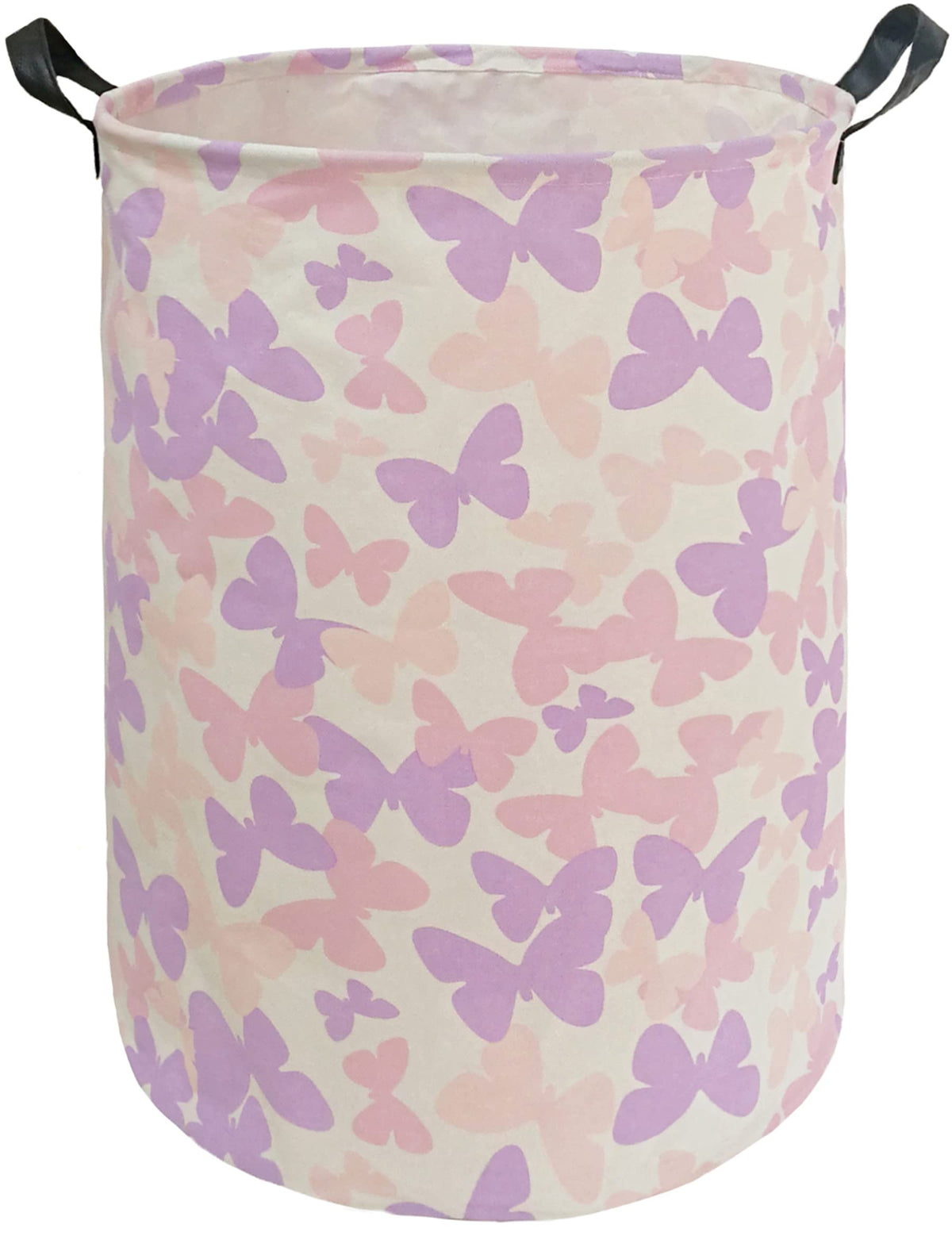 Collapsible Kids Laundry Basket Clothes Hamper, Foldable Storage Organizer Bin, Toy Clothes Storage with Handles for Boys Girls Bedroom, Room Decor Purple Rainbown