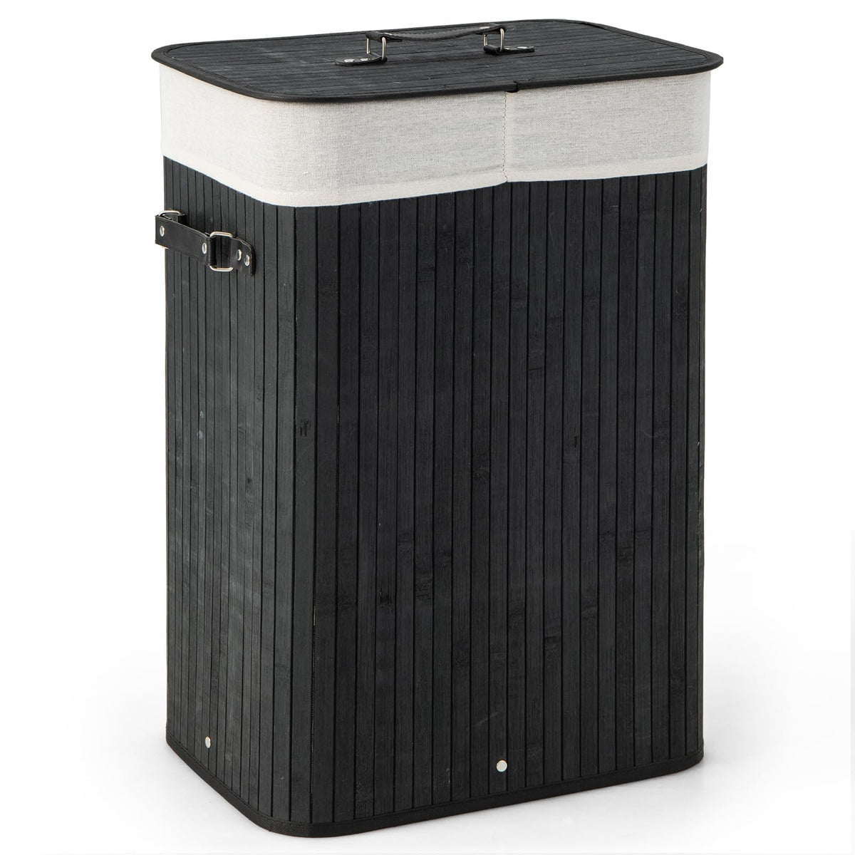 Giantex Bamboo Laundry Hamper with Lid Removable Liner & Handles