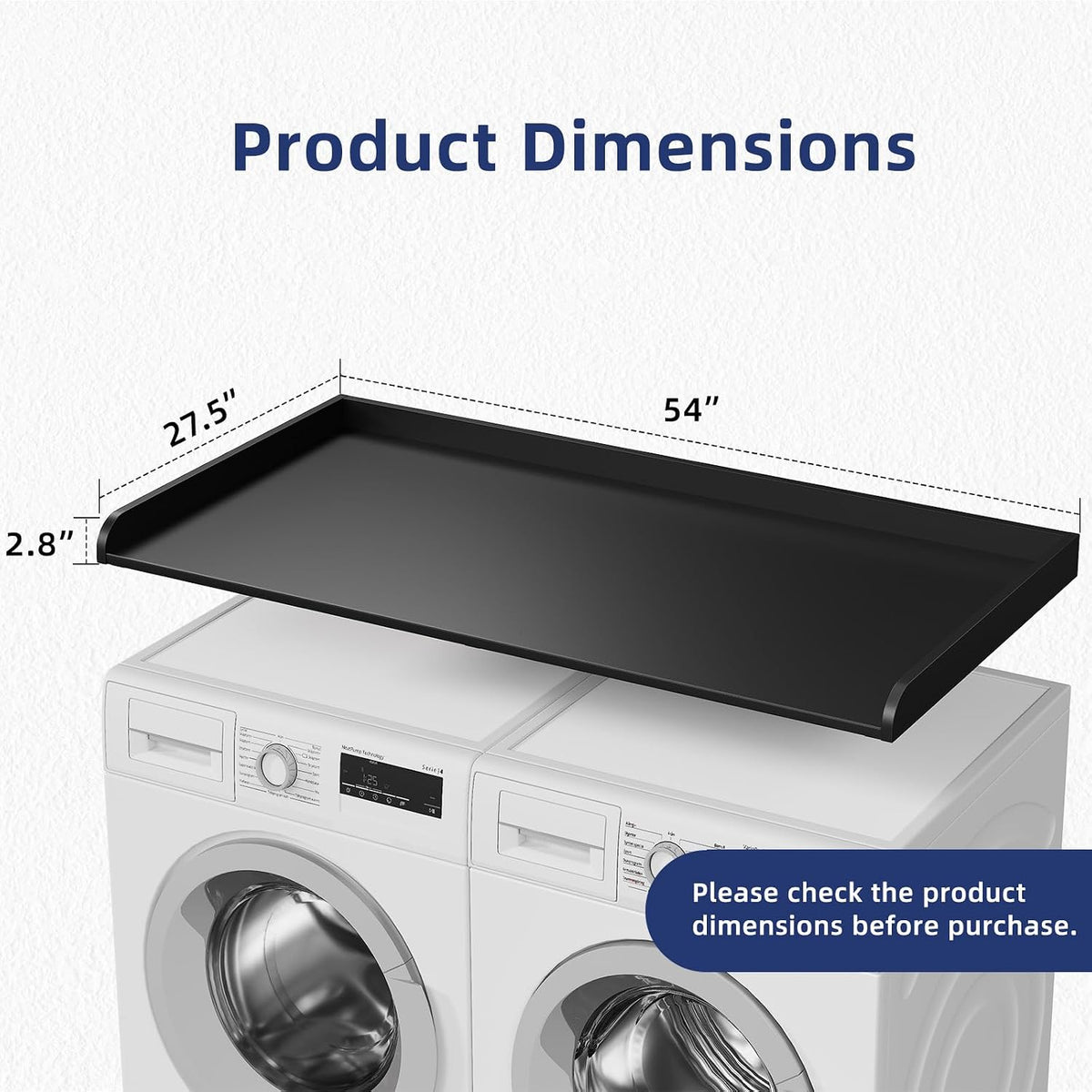 54" Width Washer Dryer Countertop for Depth Laundry Room Organization