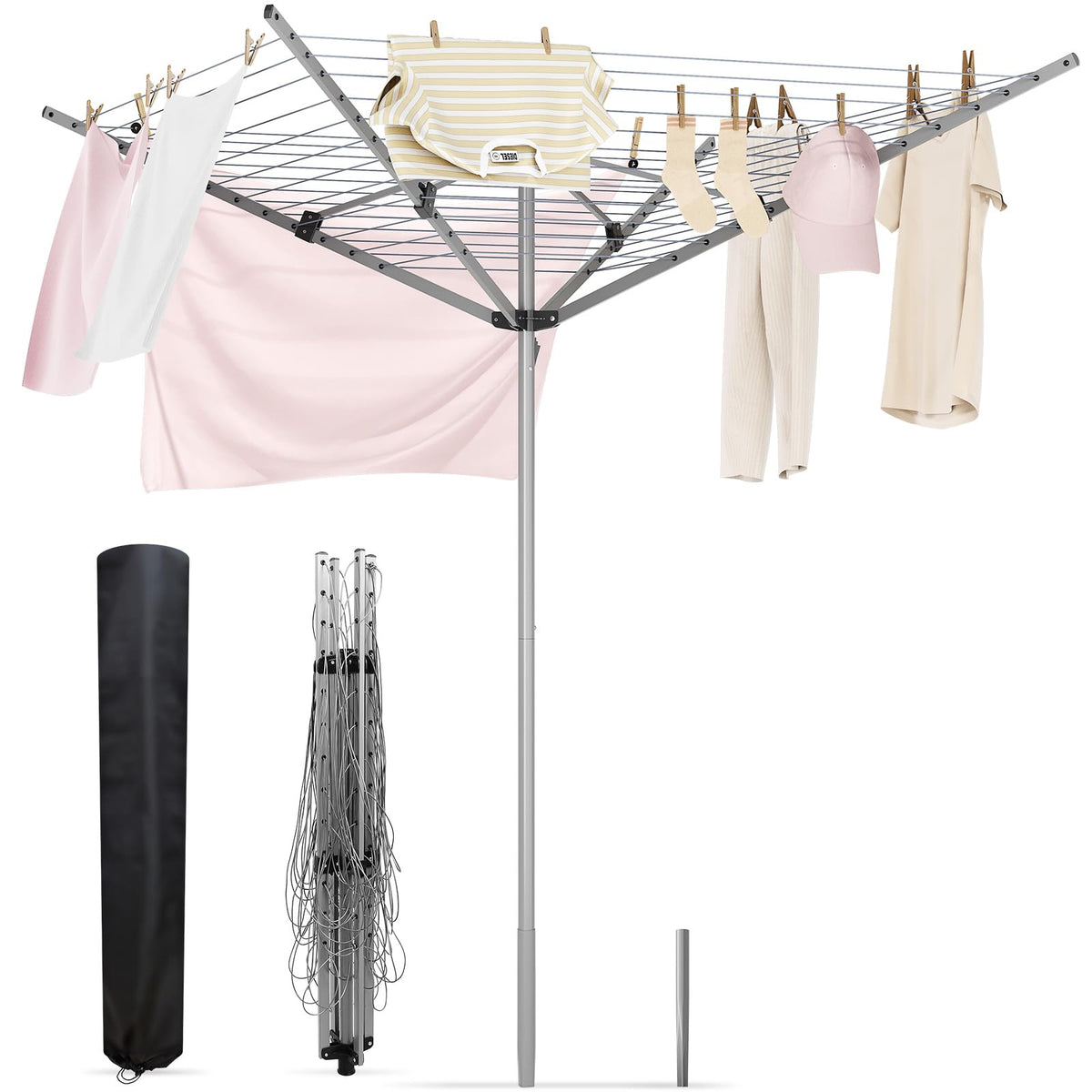 APEXCHASER 131FT Outdoor Umbrella Clothes Drying Rack