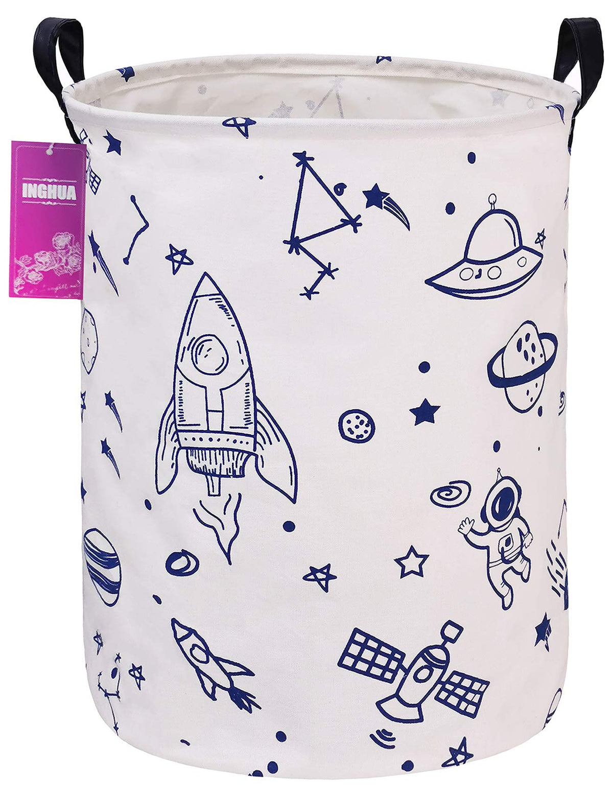 Laundry Hamper Large Canvas Fabric Storage Basket Pink hearts