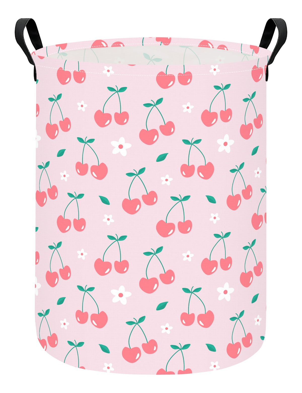 Laundry Hamper Large Canvas Fabric Storage Basket Pink hearts