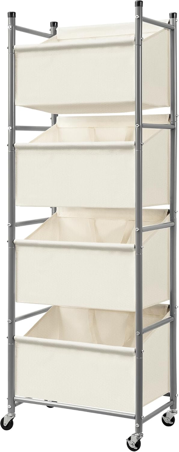 180L 4-Tier Vertical Laundry Hamper, Rolling Laundry Sorter with Wheels