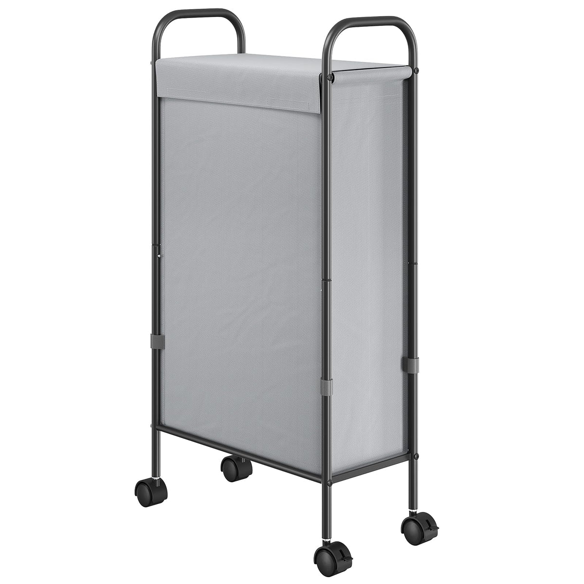ELYKEN Slim Laundry Hamper with Lid & Wheels, 50L Rolling Laundry Basket