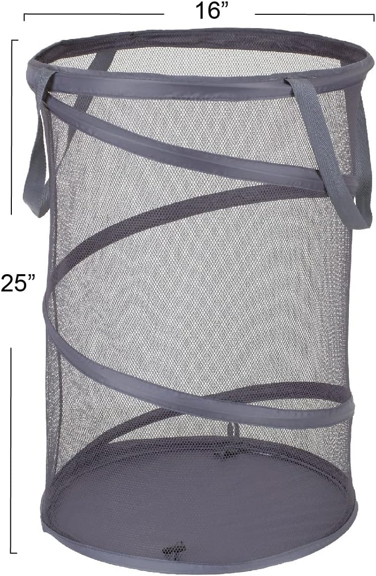 Household Essentials 2027-1 Pop-Up Collapsible Mesh Laundry Hamper | Charcoal