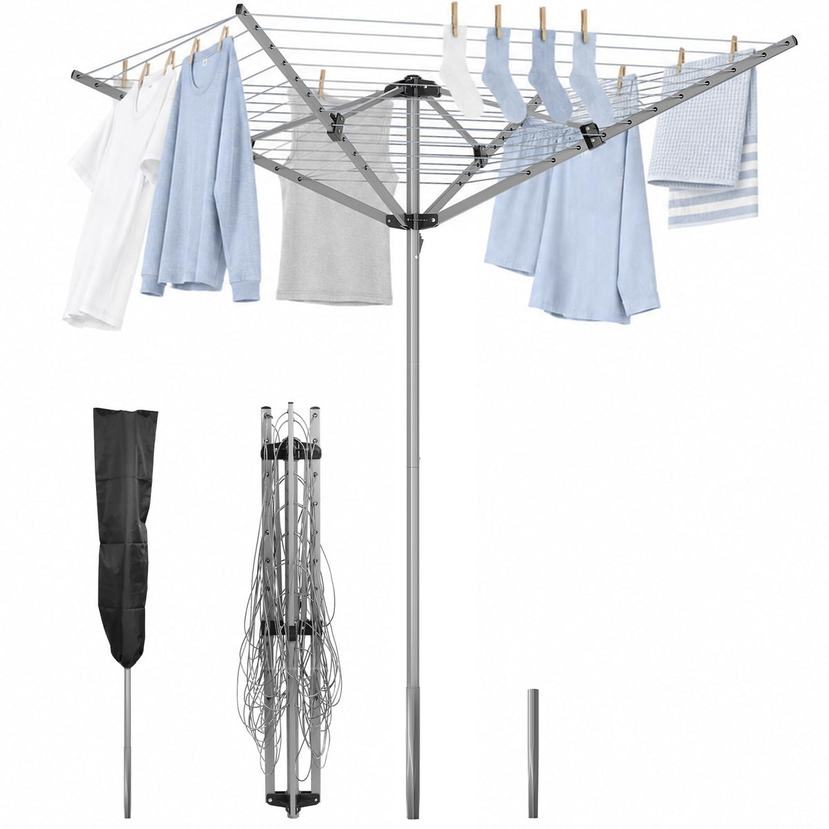 APEXCHASER 131FT Outdoor Umbrella Clothes Drying Rack