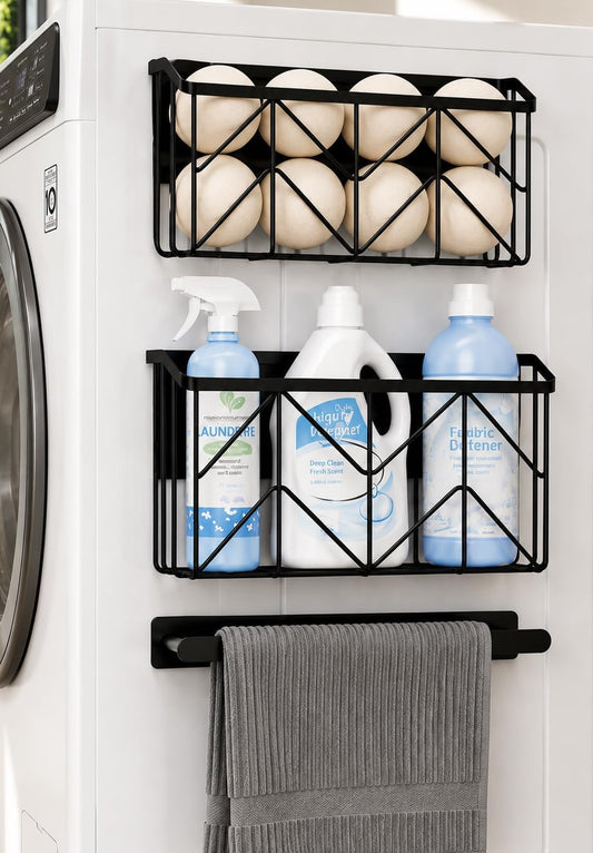 DAOYA Magnetic Dryer Ball Holder and Hanger Holder Set, Black