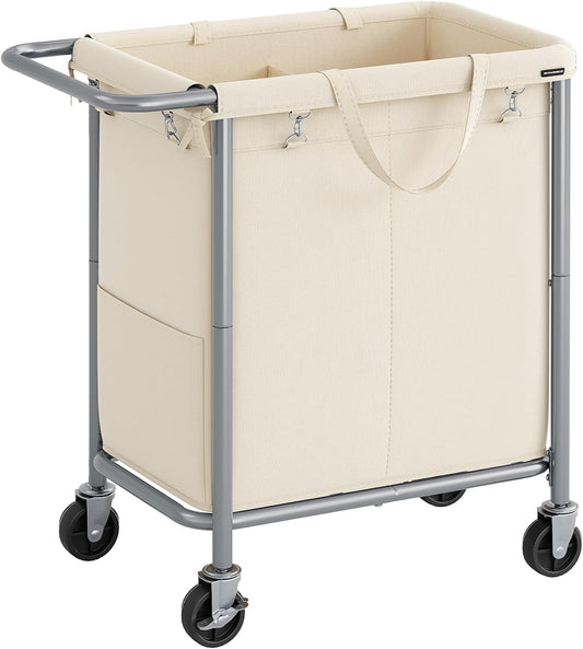 SONGMICS Laundry Basket with Wheels, 2-Section, 37.0 Gallons (140 L)
