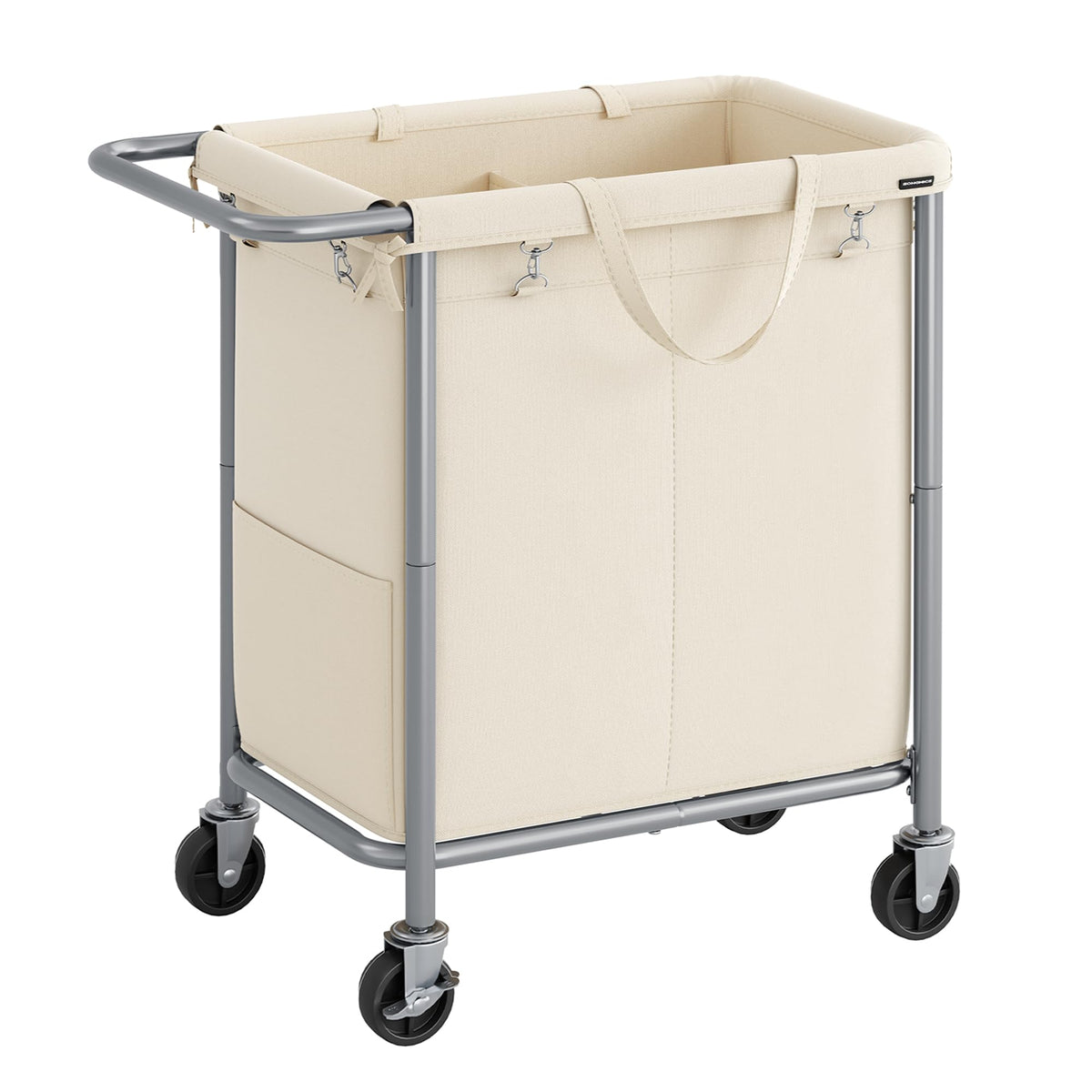 SONGMICS Laundry Basket with Wheels, 2-Section, 37.0 Gallons (140 L)