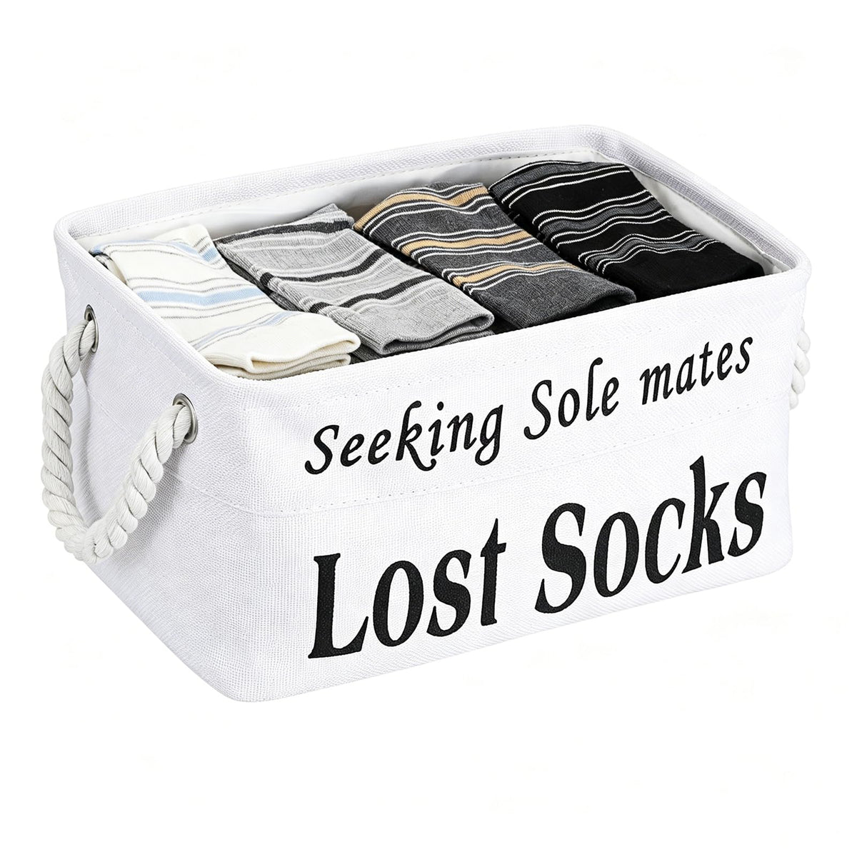 Lost Socks Basket for Laundry Room, Fabric Missing Sock Holder, Gray