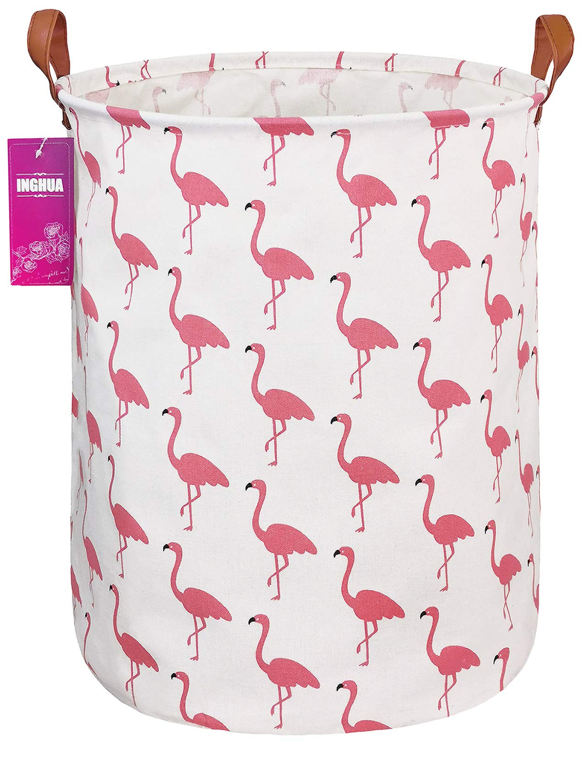 Laundry Hamper Large Canvas Fabric Storage Basket Pink hearts