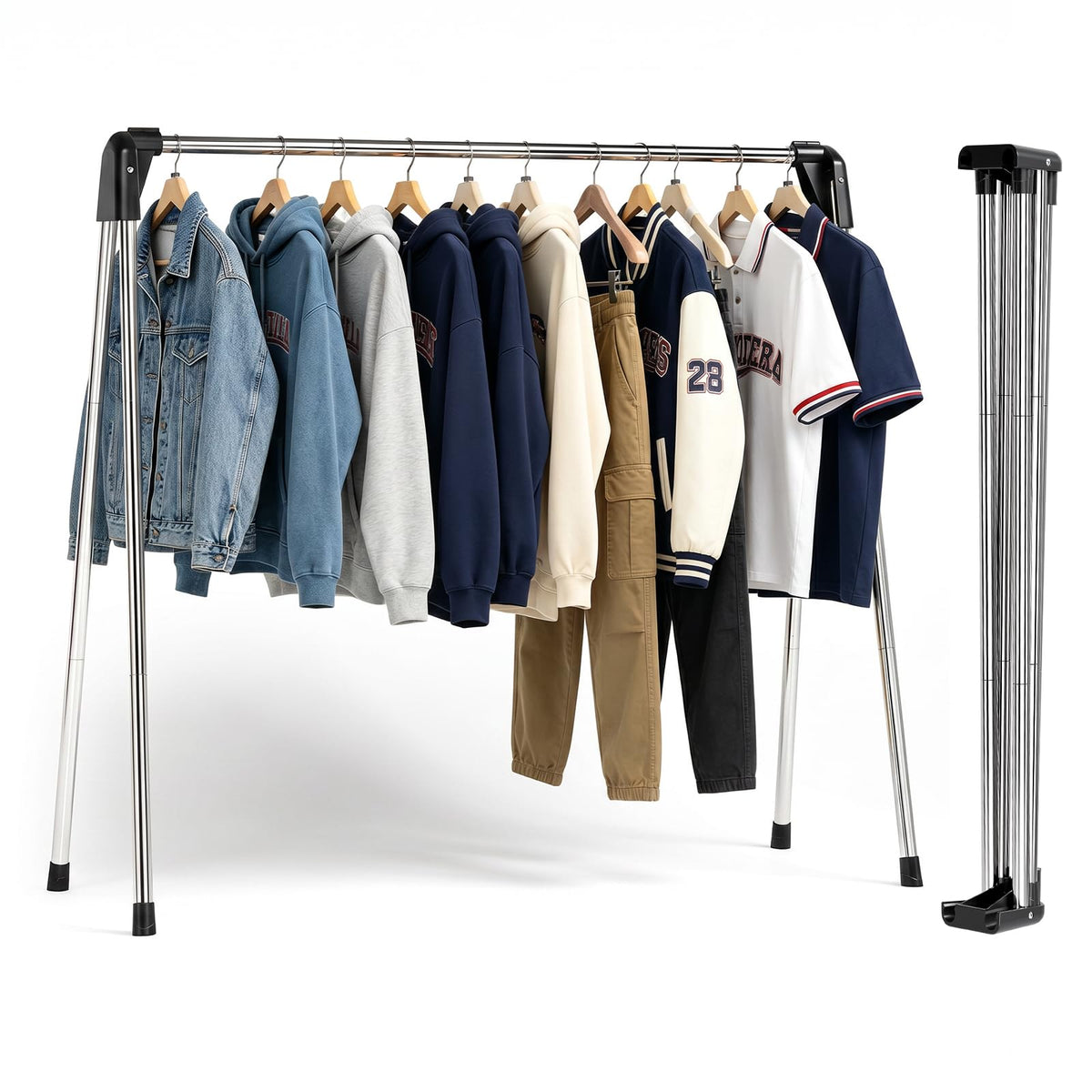 TOOLF 55 Inch Stainless Steel Collapsible Clothes Drying Rack