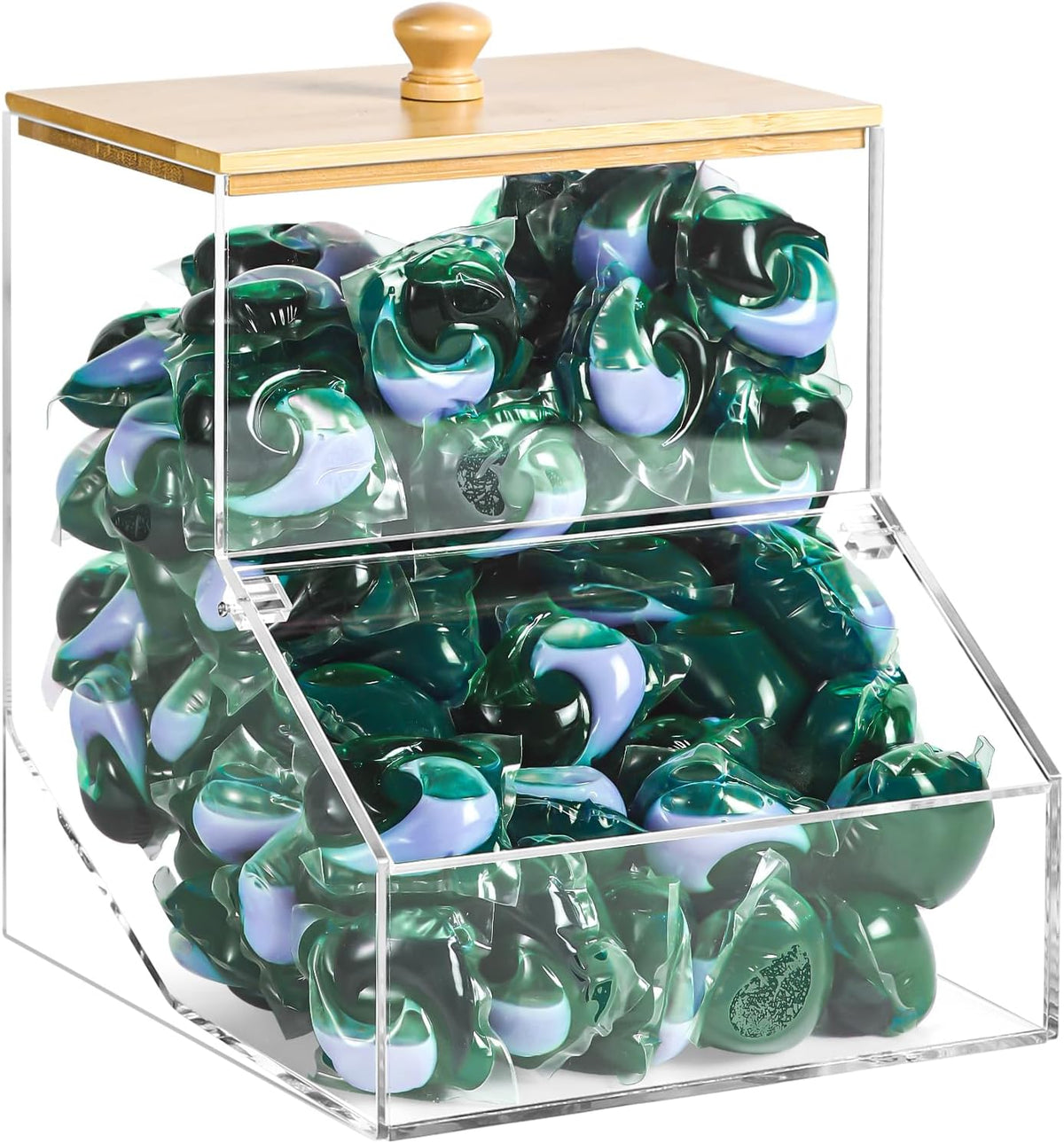 1GAL Large Acrylic Laundry Pods Container BY VEGEVIGI, Dishwasher Pods Holder Dispenser With Lid, Laundry Room Organization And Storage