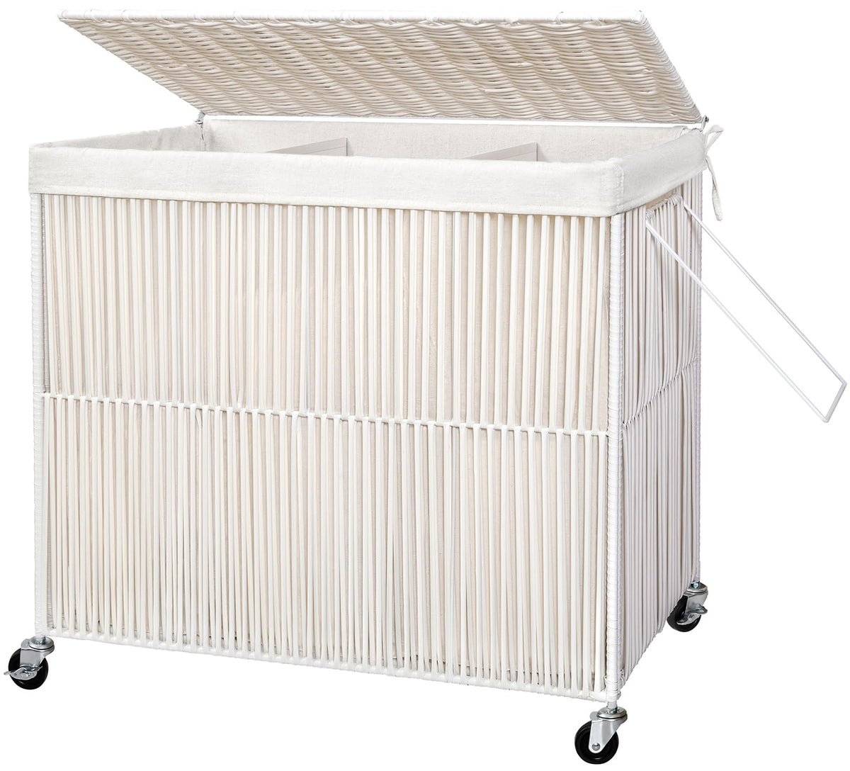 WOWLIVE Rolling Laundry Basket Wheels, Handwoven Laundry Hamper with Lid