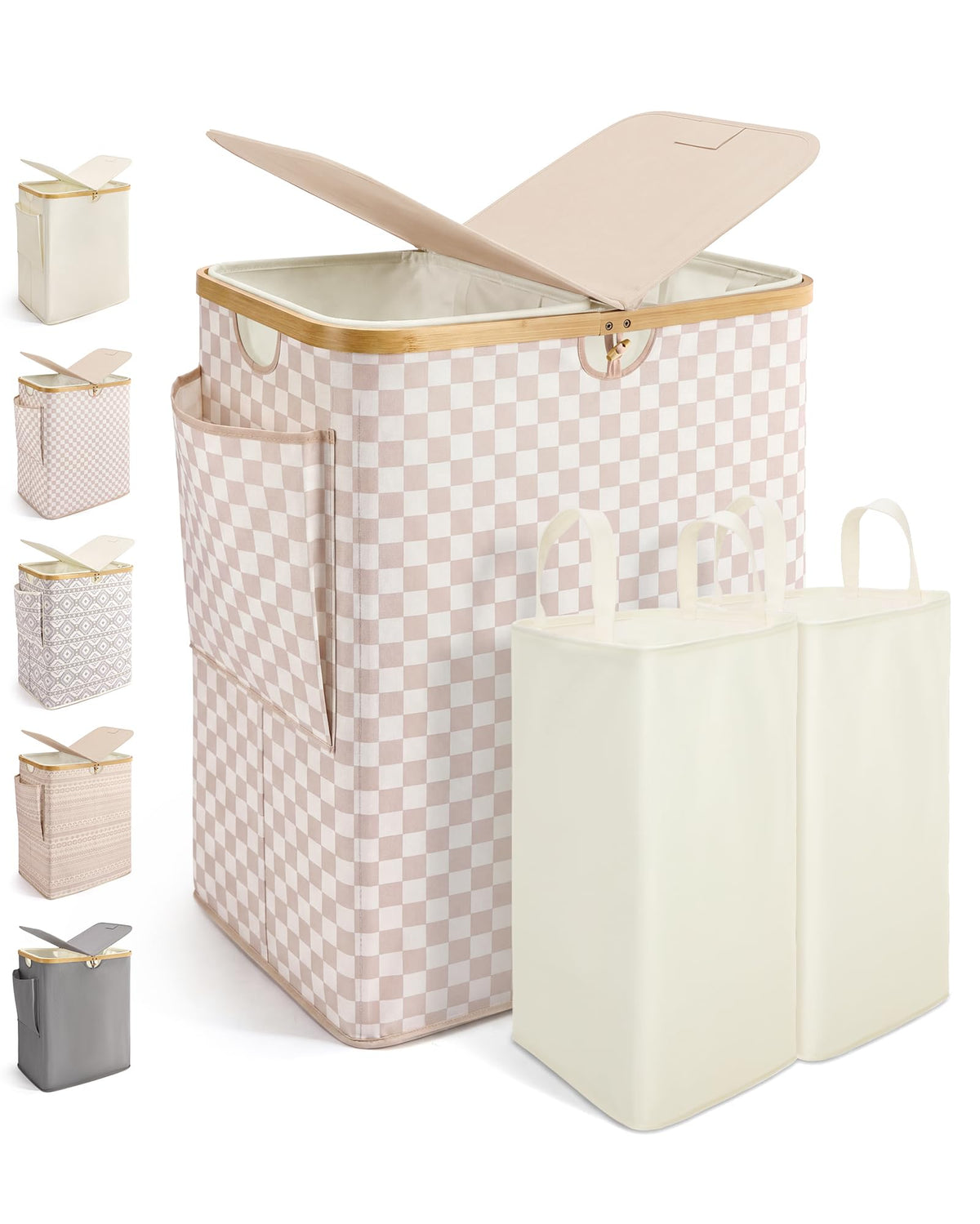 MIZATTO 2 Section Laundry Hamper with Lid, 140L Dirty Clothes Hamper