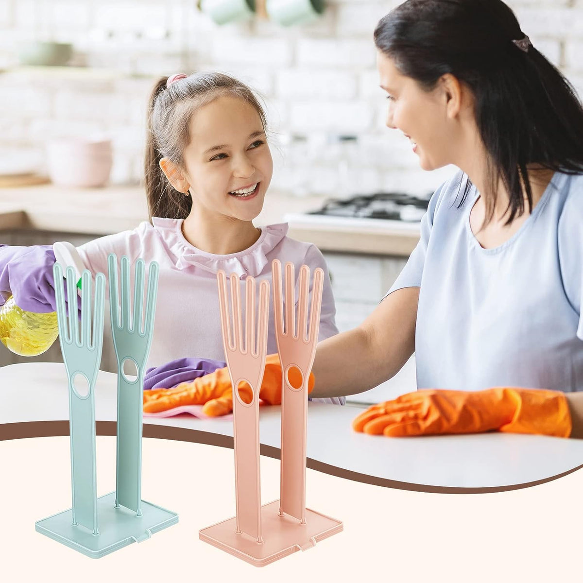 2 Pcs Kitchen Glove Holder Drying Rack Dryer Plastic Mitten Rubber Rack