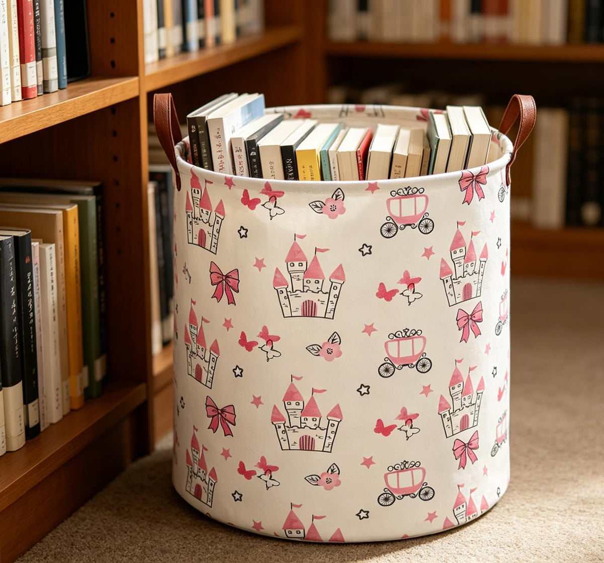 19.7" Laundry Basket,Dirty Clothes Hamper,Waterproof Storage Bin,Room Decor,Gift Baskets(Pink Princess)