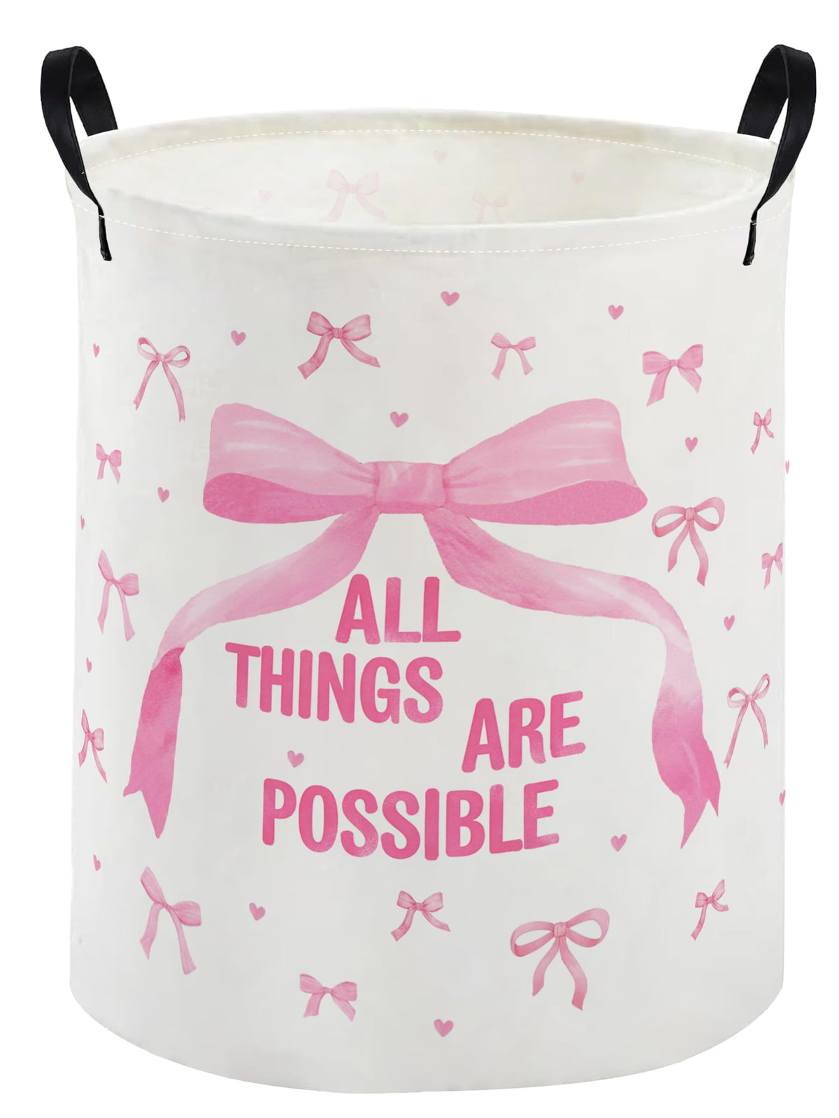 Pink Laundry Basket Bowknot Hamper for Nursery Pink Hamper Cute Storage Bin Organizer Room Decor for Home(Bowknot)