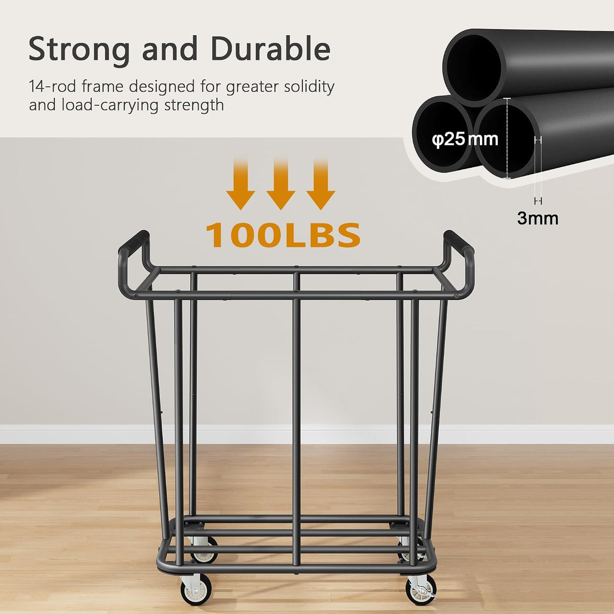Gewudraw Extra Large Laundry Hamper with Wheels, Heavy Duty Hamper, 360L