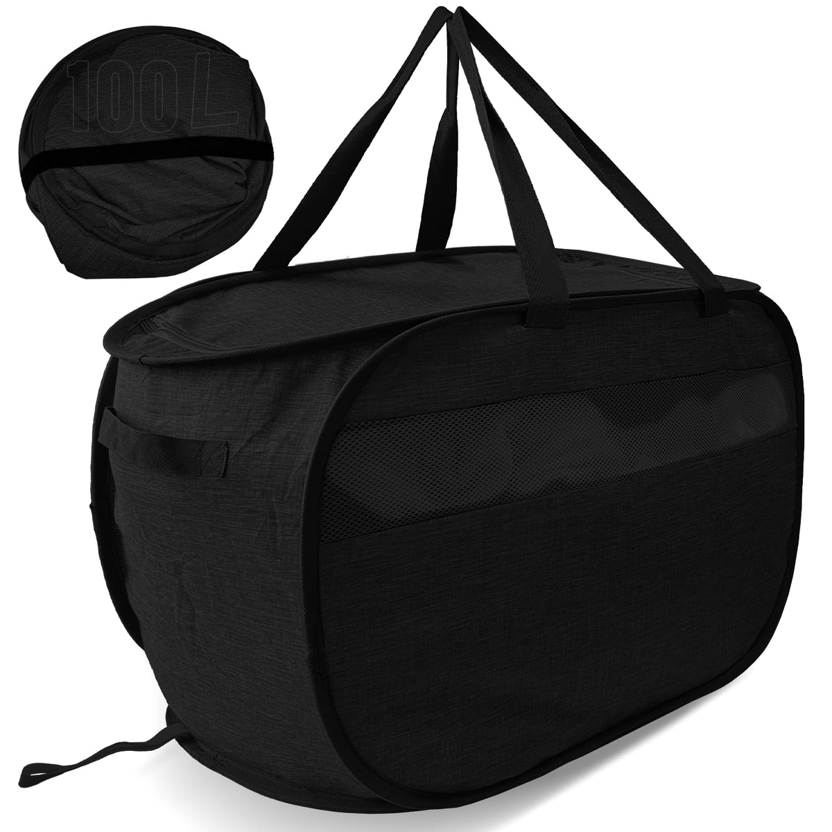 Pop Up Laundry Hamper 2 Pack with Handles & Side Pockets