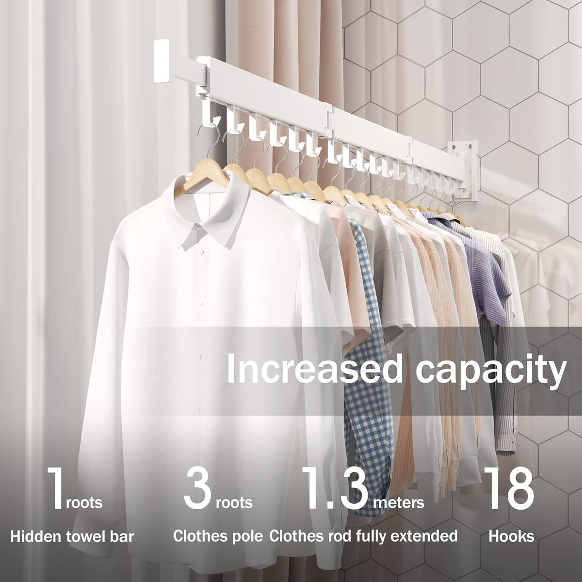 Wall Mounted Drying Rack, Foldable Clothes Drying Rack for Laundry Room