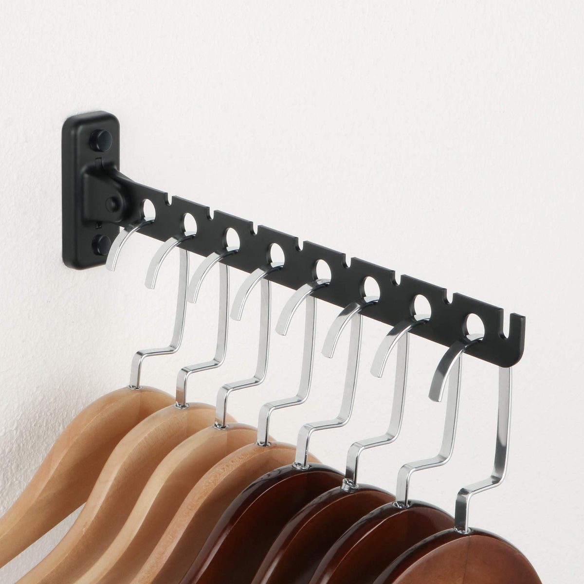 Alise Clothes Drying Racks Wall Mounted Coat Hangers,Black,2 Pcs