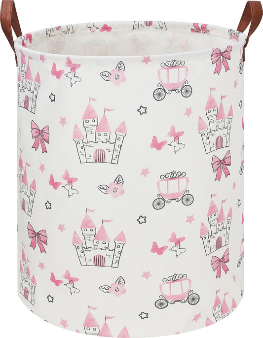 19.7" Laundry Basket,Dirty Clothes Hamper,Waterproof Storage Bin,Room Decor,Gift Baskets(Pink Princess)