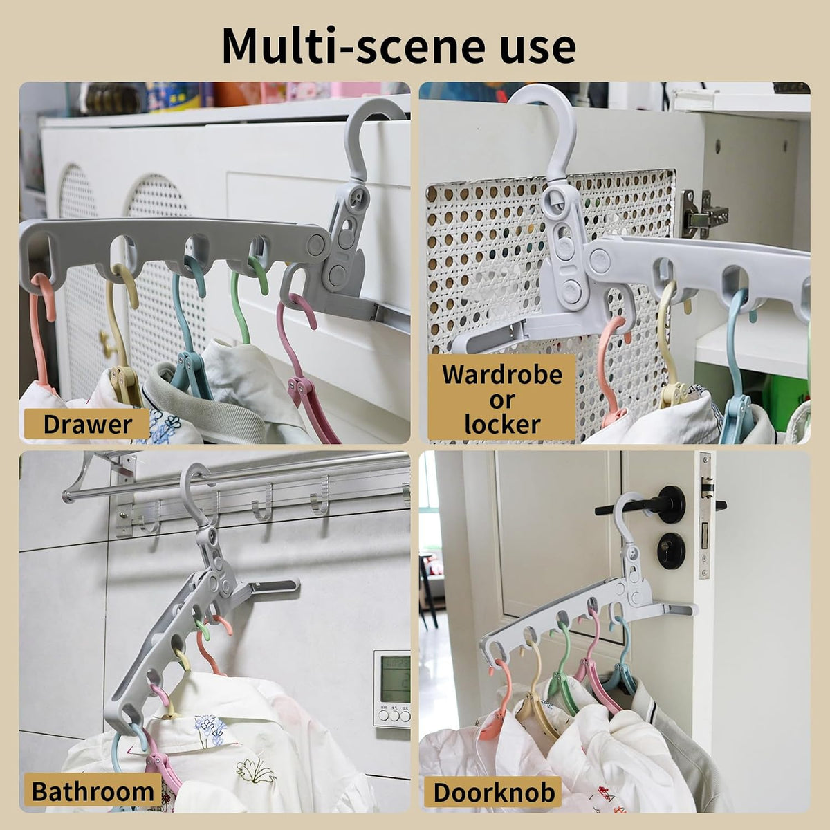 1Pcs Clothes Drying Rack Foldable and 5 Pcs Travel Hangers and 1pcs Organizer Bag,Foldable Design Doesn't take up Much Space, Great Combo for Travel/Hotel/Cruise.