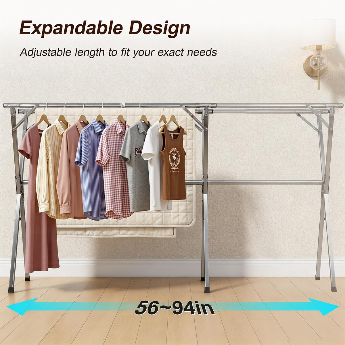 Spreezy 94 Inch Clothes Drying Rack, Stainless Steel, Indoor/Outdoor