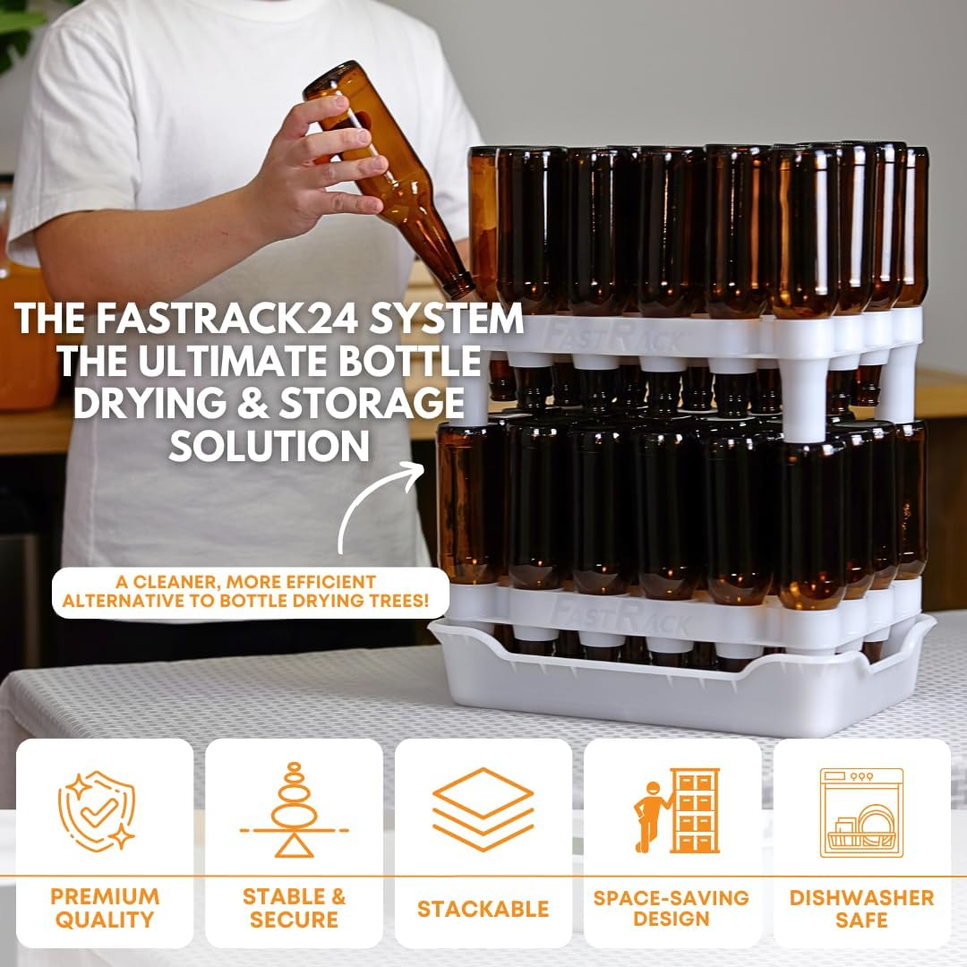 24-Bottle Wine Bottle Drying Rack | Stackable | White - Tray not included