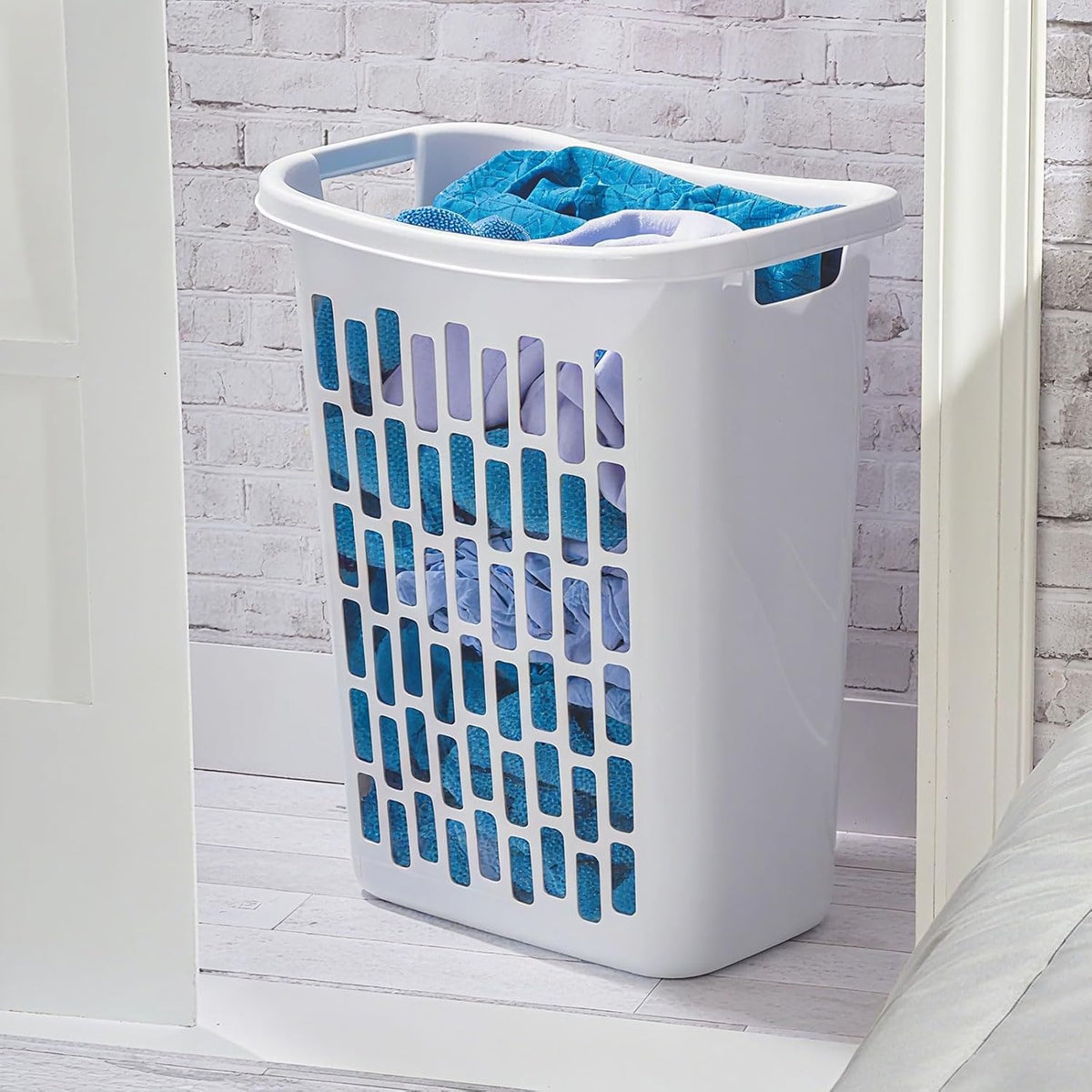 3-Pack Tall & Slim Open Rectangular Plastic Laundry Hamper, White