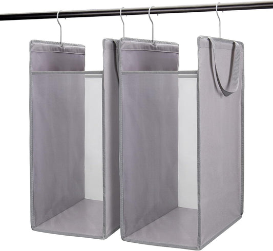 FENTEC Hanging Laundry Hamper，2 Pack Grey Hanging Laundry Basket
