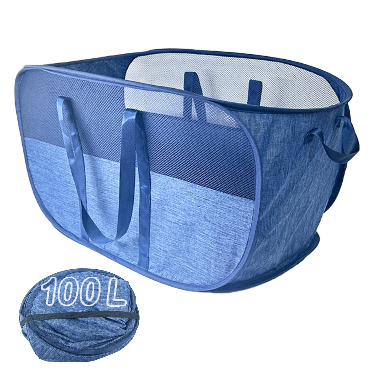 Pop Up Laundry Hamper 2 Pack with Handles & Side Pockets