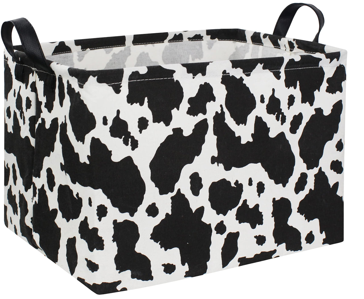 Rectangle Cow Basket Cow Print Storage Bins Cute Canvas Organizer Bin for Bedroom Decor Books, Clothes Shelves Gift Basket(Cow print)