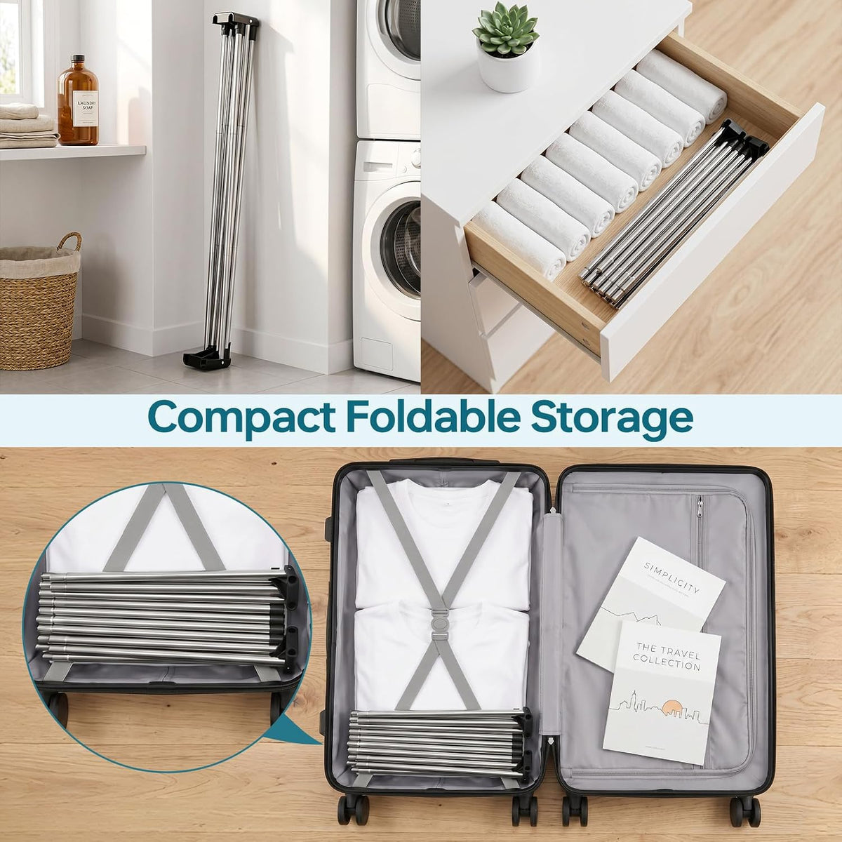 TOOLF 55 Inch Stainless Steel Collapsible Clothes Drying Rack