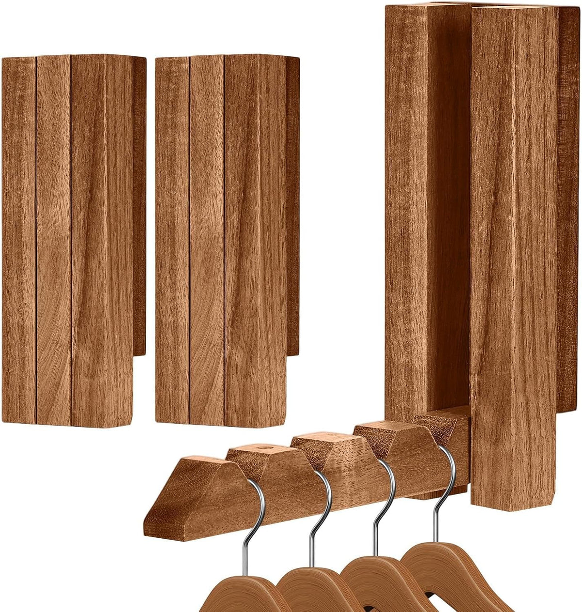 2 Pack Clothes Drying Rack Wall Mounted,Space Saver Wood Wall Mounted Folding Clothes Hanger Rack for Laundry Room,Bathrooms,Closet Storage Organization,Easy to Install
