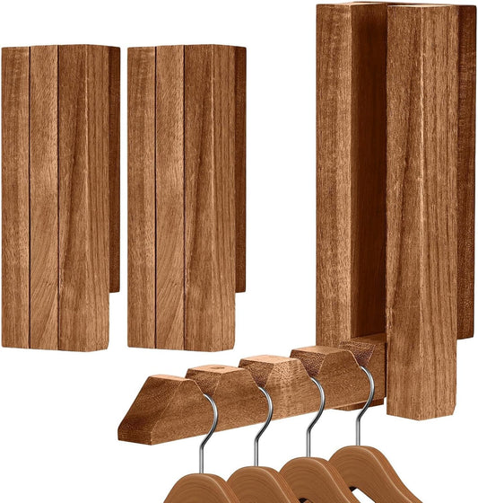 2 Pack Clothes Drying Rack Wall Mounted,Space Saver Wood Wall Mounted Folding Clothes Hanger Rack for Laundry Room,Bathrooms,Closet Storage Organization,Easy to Install