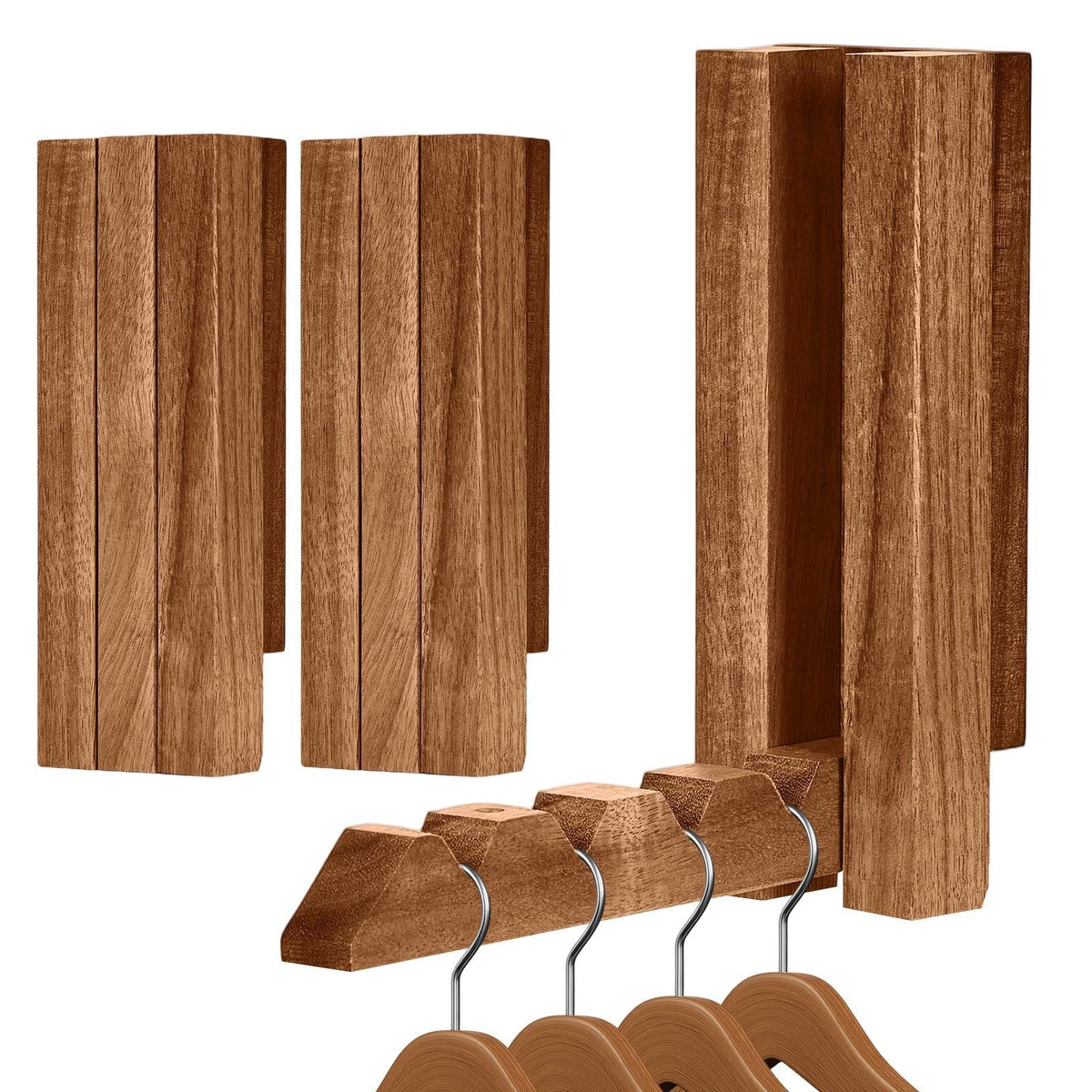 2 Pack Clothes Drying Rack Wall Mounted,Space Saver Wood Wall Mounted Folding Clothes Hanger Rack for Laundry Room,Bathrooms,Closet Storage Organization,Easy to Install