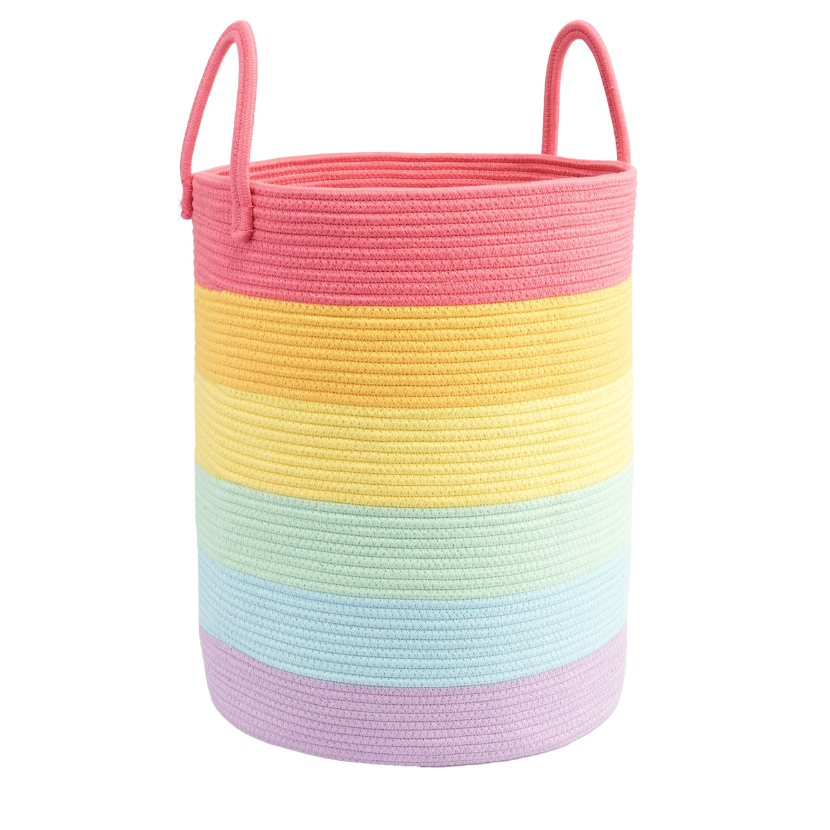Woven Cotton Rope Laundry Basket, 15" x 20" Laundry Hamper, Black