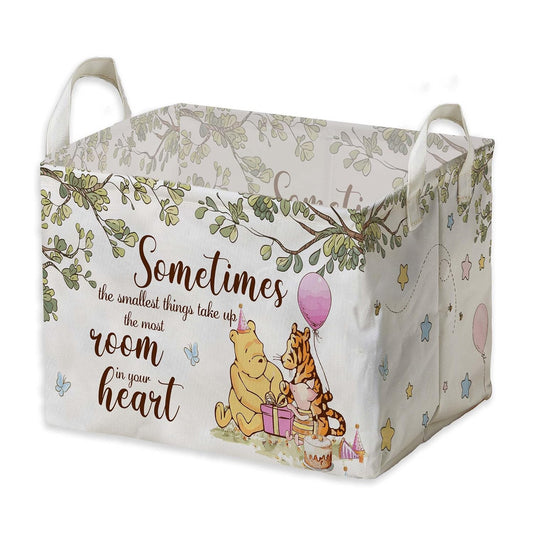 Winnie Nursery Decor, the Pooh Baby Stuff, Winnie Storage Nursery Basket, Large squarecanvas Laundry Hamper With A Waterproof PECoating, Foldable, Toys Bin, Baby Nursery HamperDecor, Star