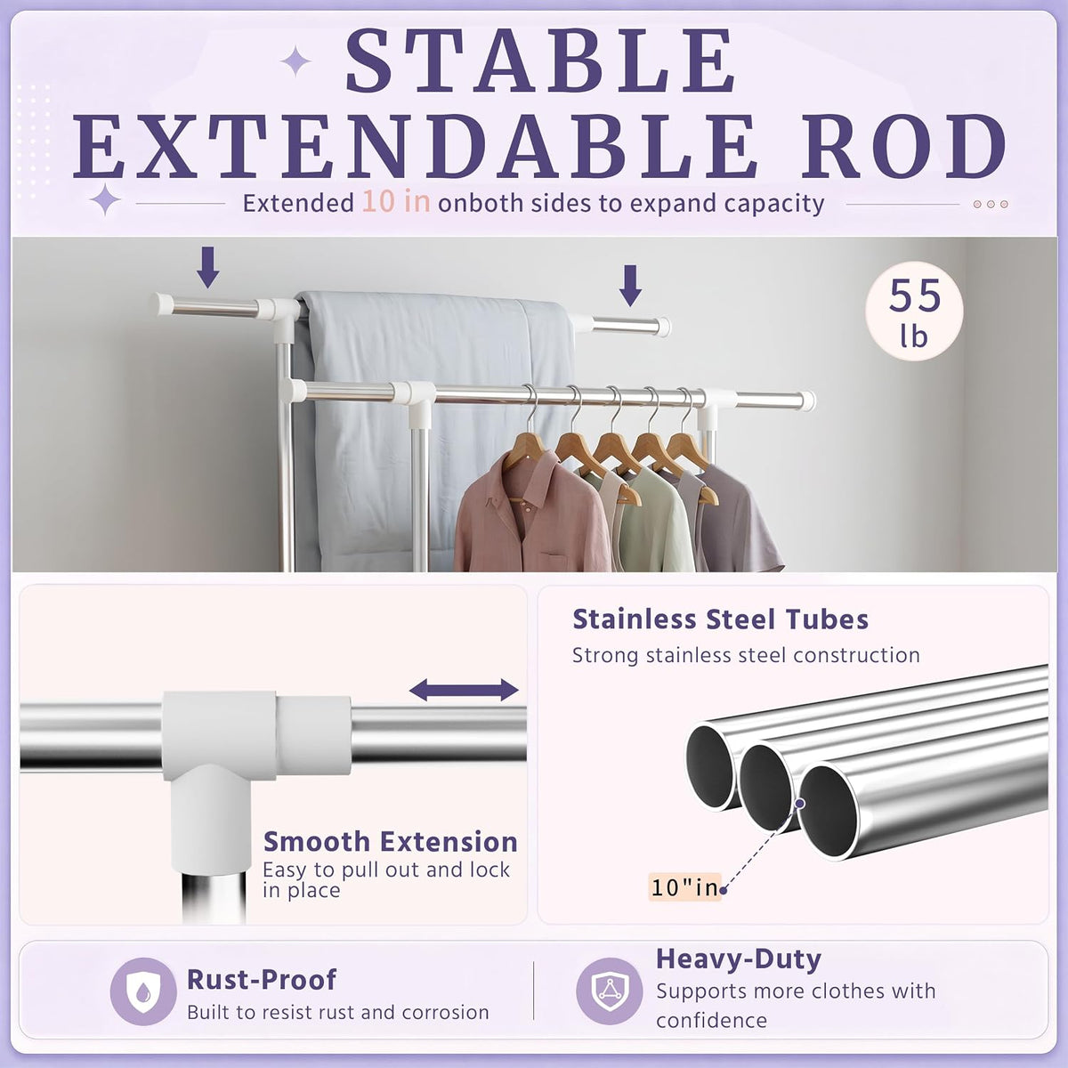 Clothes Drying Rack Foldable，Height & Length Adjustable Drying Rack