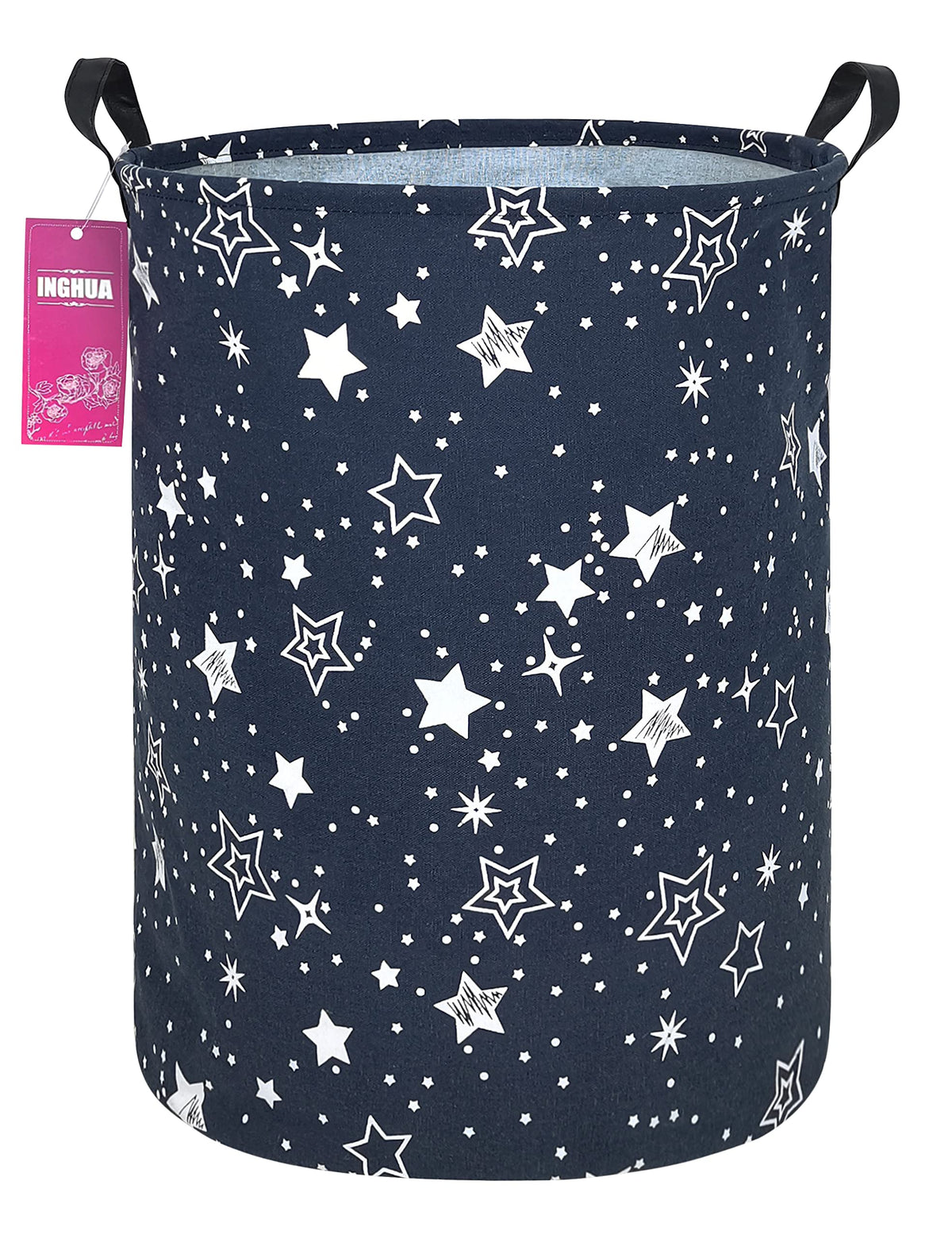 Laundry Hamper Large Canvas Fabric Storage Basket Pink hearts