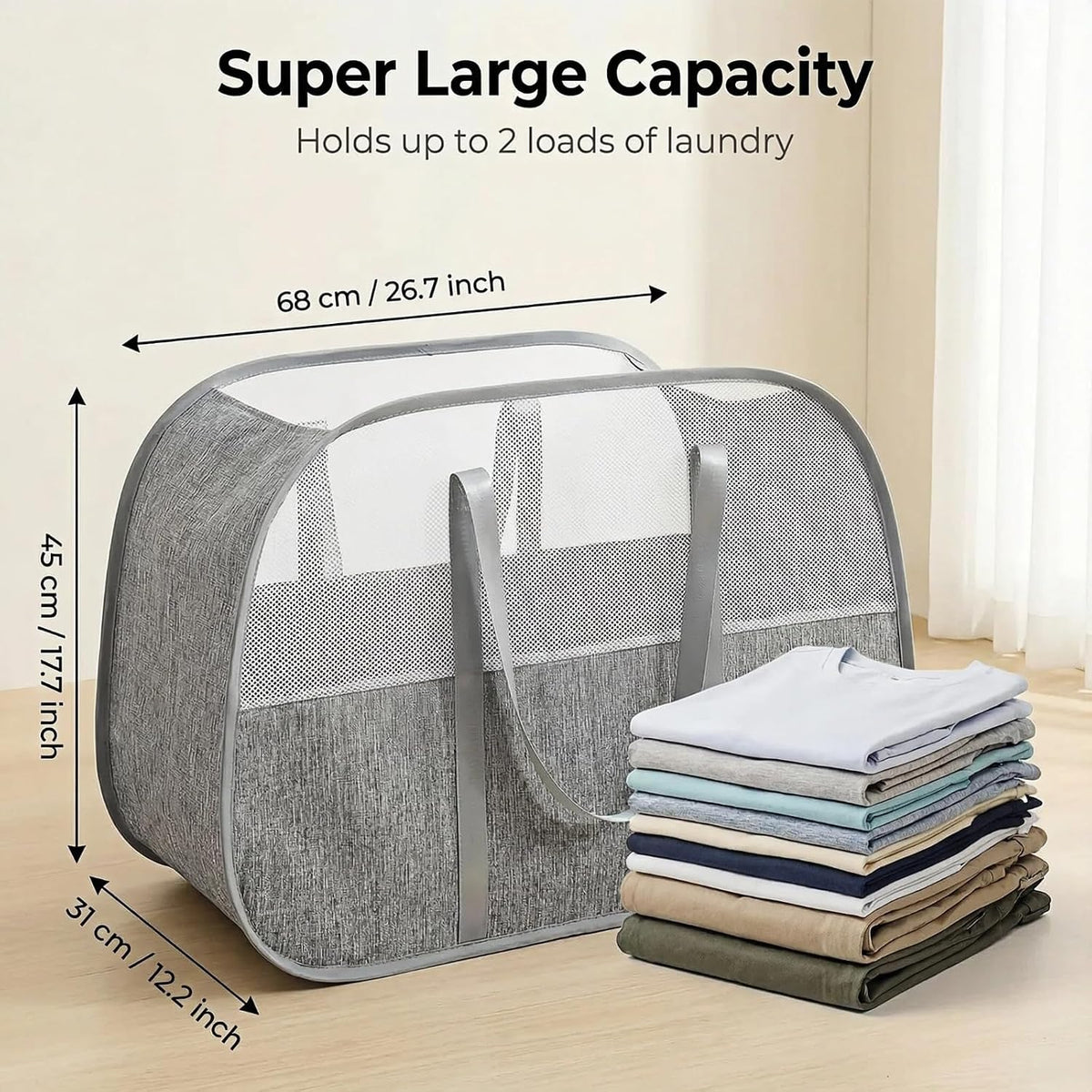 95L Collapsible Laundry Basket, Dirty Clothes Hamper
