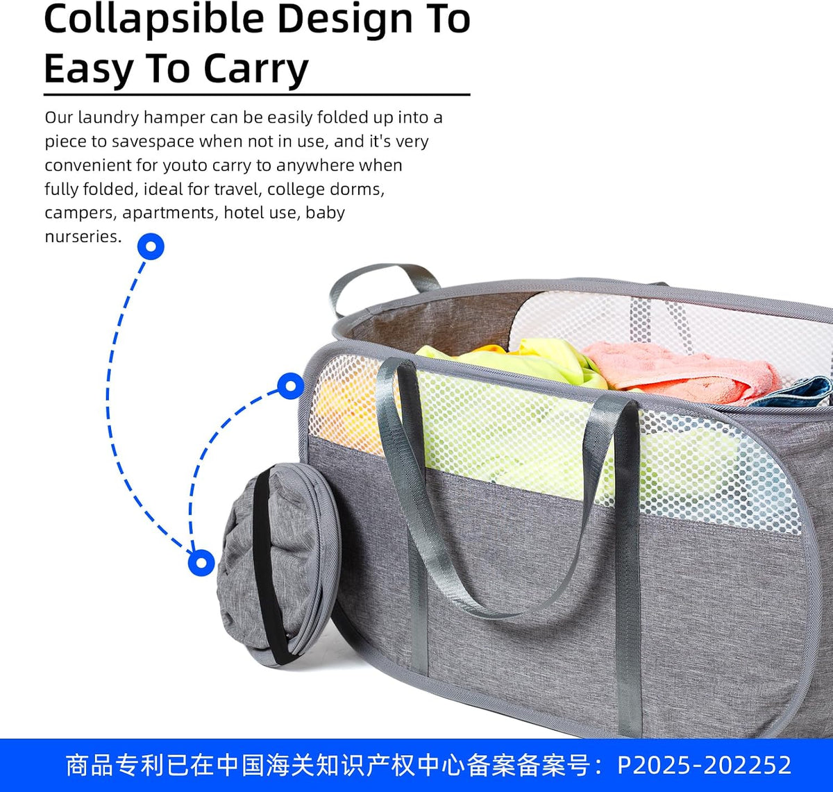 Pop Up Laundry Hamper, Holds 1.5 Loads, Honeycomb Breathable Laundry Basket