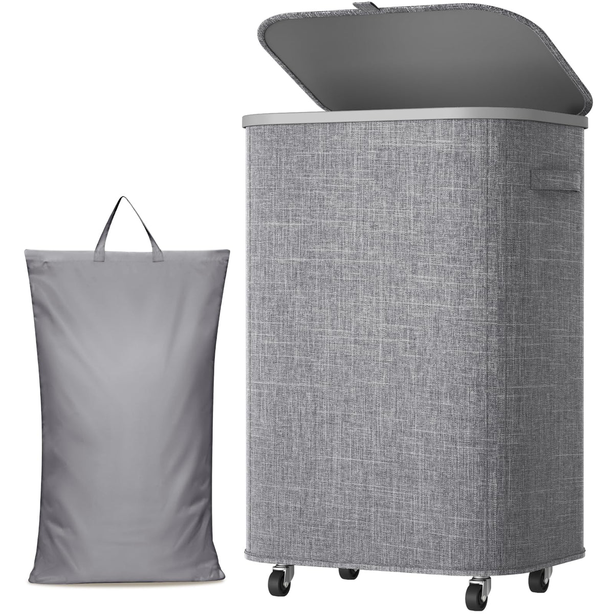 Lifewit 85L Large Laundry Basket with Wheels and Lid, Beige