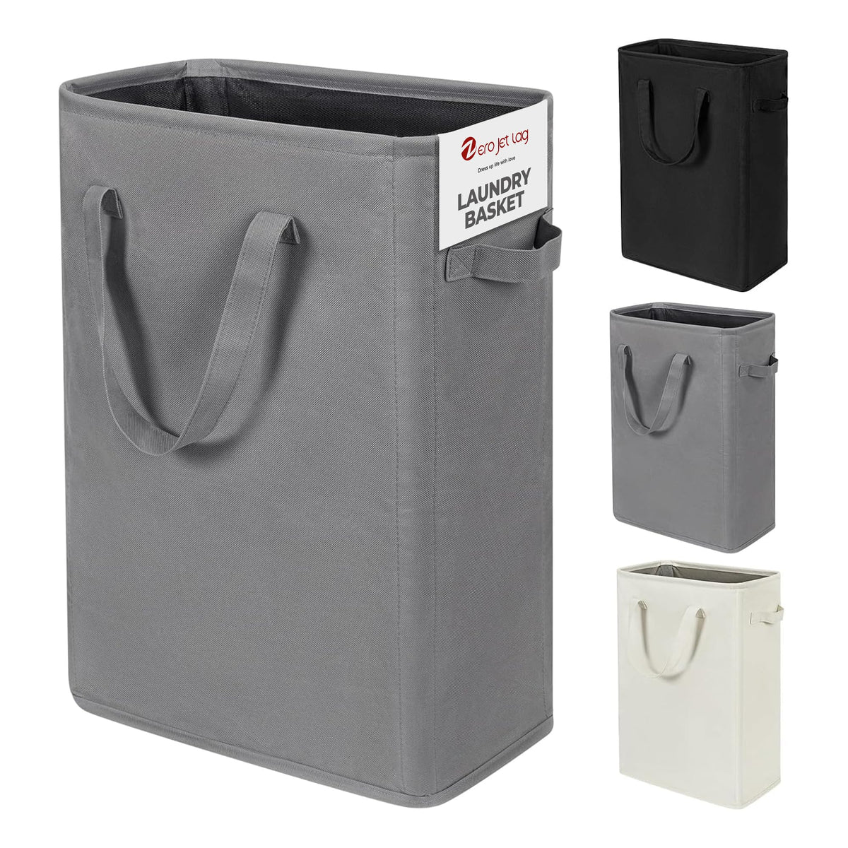 Narrow Laundry Hamper, Skinny Laundry Basket, 45L Beige, 21"