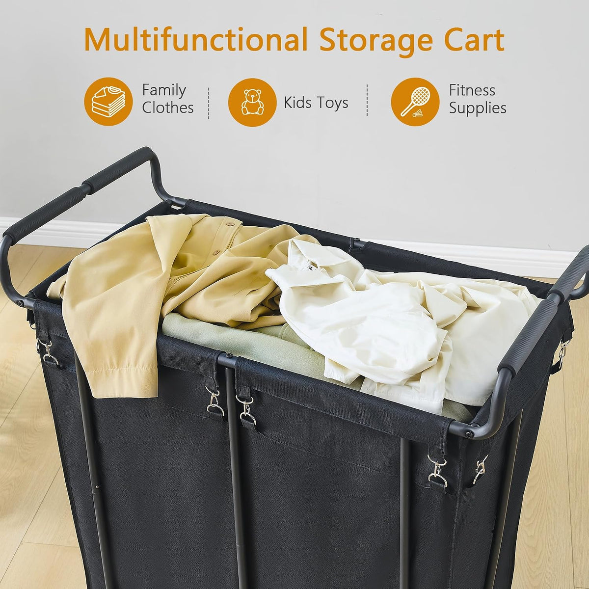 Gewudraw Extra Large Laundry Hamper with Wheels, Heavy Duty Hamper, 360L
