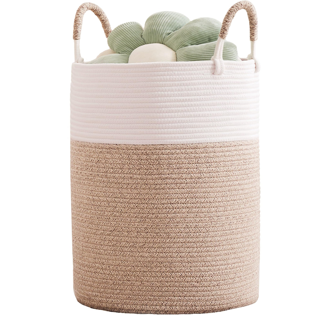 80L Extra Large Jute Woven Rope Laundry Basket Tall Wicker Hamper